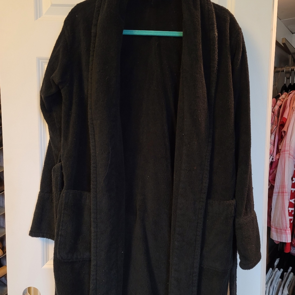 Victoria's Secret Black Terry Cloth Robe